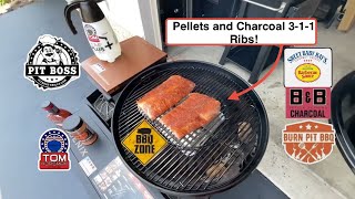 Pitboss Phoenix Pellet-Charcoal Smoker-Grill! / 3-1-1 Ribs! / Charcoal and Pellets Together 
