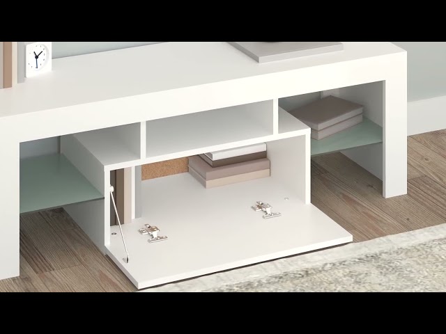 Video teaser per 804346 vidaXL TV Cabinet with LED Lights White 120x35x40 cm