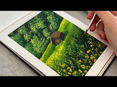 How to work with layers in Gouache/ Landscape painting tutorial