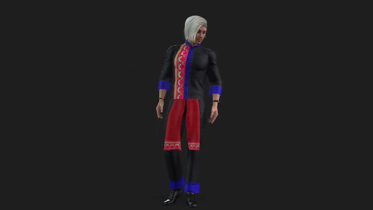 Boy full suit hmong suit 3D Model