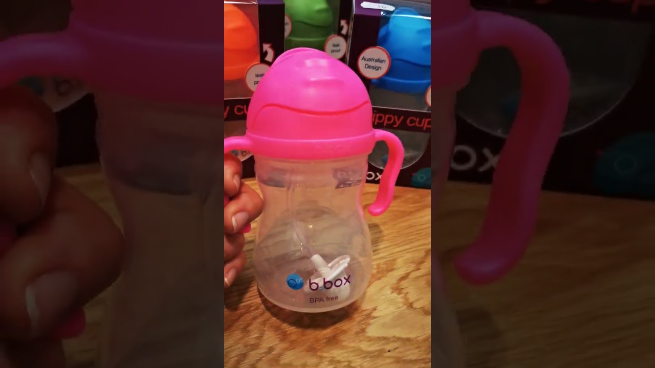 Bidon ze słomką 240 ml, różowy granat, b.box