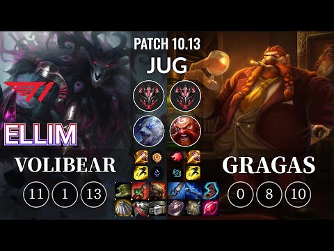 T1 Ellim Volibear vs Gragas Jungle - KR Patch 10.13