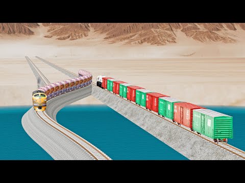 Impossible Rail Crossing Tracks vs Trains Crossing - Beamng Drive