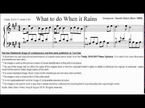 Trinity TCL Piano 2015-2017 Grade 5 B5 Gareth Balch What to do When it Rains Sheet Music