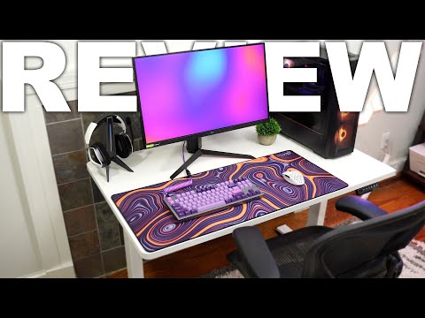 FLEXISPOT EN1 One-Piece Standing Desk, 40"x24" Seamless Desktop Electric Height Adjustable Desk for Home Office, Multi-Monitor Setups & Easy Assembly, Maple video review thumbnail