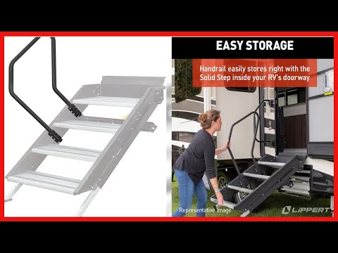 Lippert Solid Step Entry Assist Handrail for 5th Wheel RVs, Travel Trailers and Motorhomes