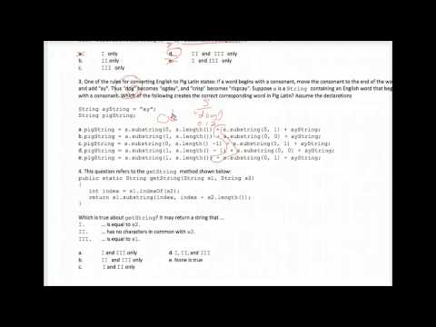 Java Strings Multiple Choice Worksheet 1