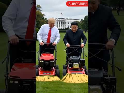 Trump and Kim Jong Un cutting grass | ai generated video | ai funny video | ai world leaders |  #ai