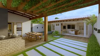 Casa pequena com edícula na frente | PISCINA E CHURRASQUEIRA |