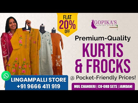 Premium-Quality Kurtis & Frock | Flat 20% Off | Gopika Fashion Studio | Lingampalli Store #trending