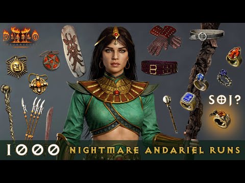Diablo II: Resurrected - 1000 Nightmare Andariel Runs Drop Highlights