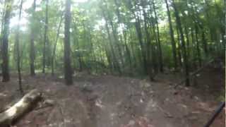 preview picture of video 'HONDA 250R ONE LAP AROUND OUR WOODS TRACK IN TREVORTON PA, JULY 14TH 2012 HANDLEBAR MOUNT'