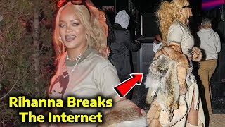 Rihanna Breaks The Internet In A Fur Coat As She Supports A$AP Rocky's Surprise Coachella Show.