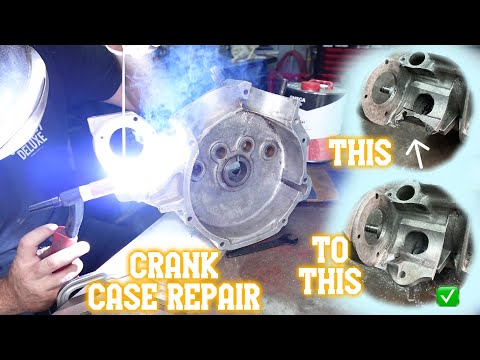 Reparatur des Kurbelgehäuses eines Big Twin mit flachem Kopf. Harley-Davidson aus der Kriegszeit