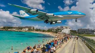 LOW LANDINGS and JETBLASTS at ST. MAARTEN and Skiathos - Boeing 747, B757, A340 ... ✈️