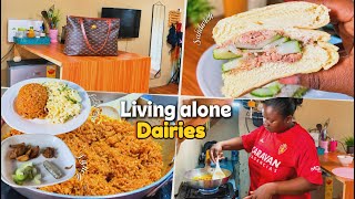 Living alone dairies 🥪|| Homecooking ,sandwich making  life  of a Ghanaian girl living alone 