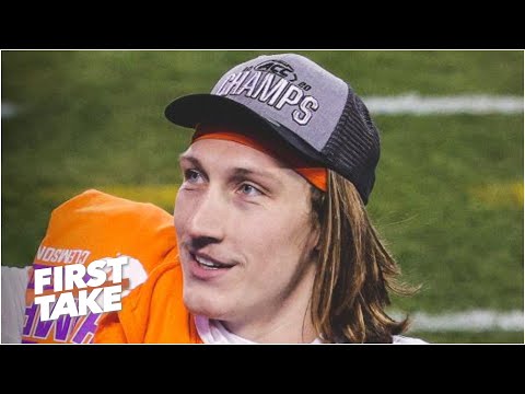 第一時間對特雷沃-勞倫斯宣佈參加NFL選秀做出反應。 (First Take reacts to Trevor Lawrence's NFL draft announcement)