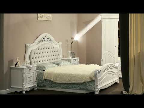 Спальня 6 предм. 4дв./1,8 "Анхелика" (Орех/Золото) (ЛМДФ/Лак/Шелкография/Бархат) /Sk/Ksn