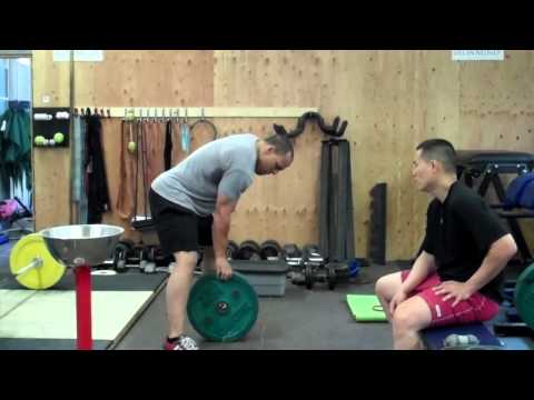 Grip Test! 50 kilo /110 lbs bumper lift with one hand.