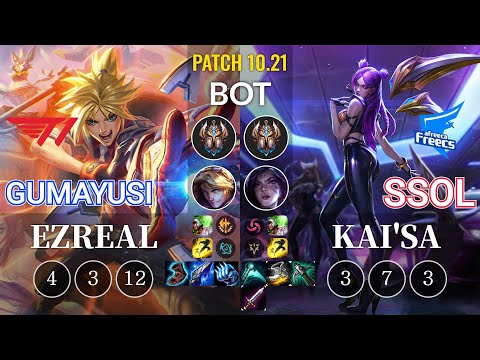 T1 Gumayusi Ezreal vs AF SSol Kai'Sa Bot - KR Patch 10.21