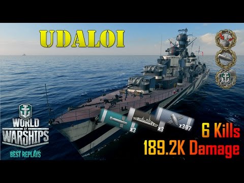World of Warships - Udaloi - 2,834 Base XP, 6 Kills, 189.2K Dmg
