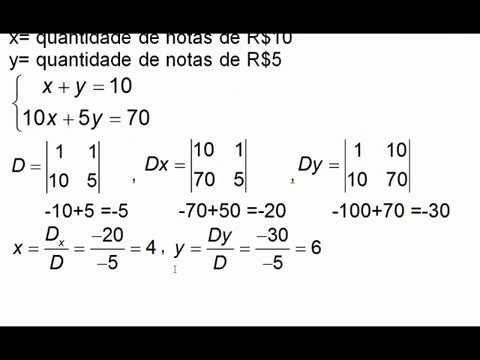 Matemática Tri!!! Sistemas Lineares - 2 Equações x 2 Variáveis - "Probleminha" - Método de Cramer
