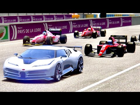 Bugatti Centodieci vs 90s Ferrari F1 - Le Mans 24h Circuit