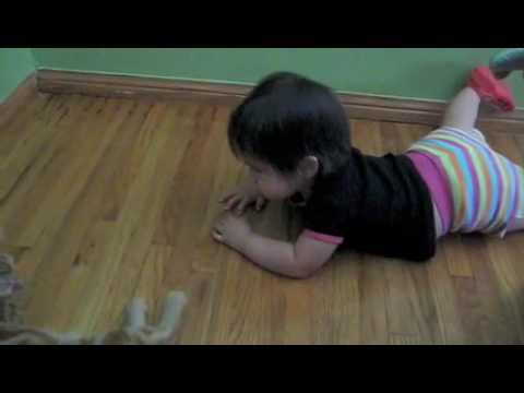 Niamh Giggling and Playing with Kitty