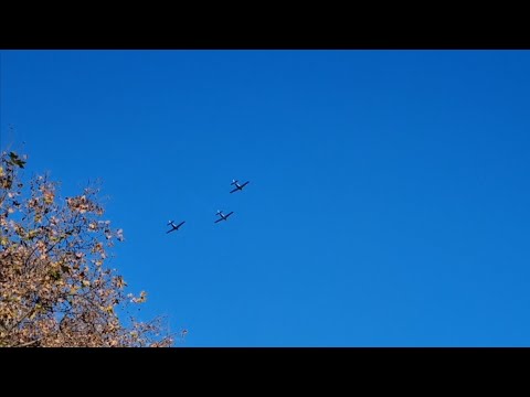 Sobrevuelo de tres B-45 Mentors en el desfile del 9 de Julio de 2024