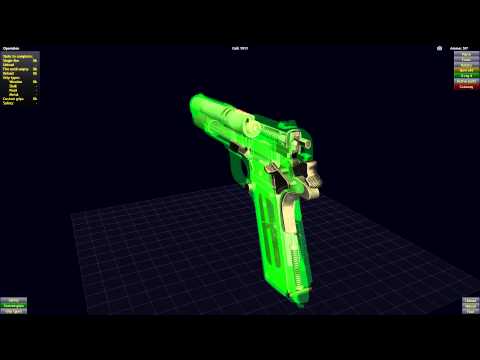 Colt 1911 x ray + cutaway + slow motion firing simulation