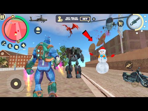 Rope Hero: Vice Town (Rope Hero Fight Robot Car) Ice Mannequin on Road - Android Gameplay HD