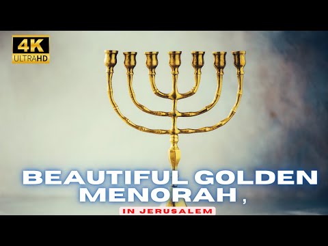 Beautiful Golden Menorah ,  in Jerusalem 4K UHD Beautiful  ,JERUSALEM