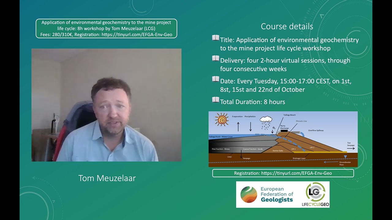 #EFGA Presents: Application of environmental geochemistry to the mine project life cycle with Tom M.