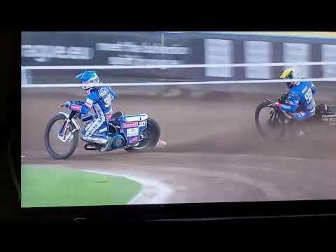 Speedway bike breaks in half