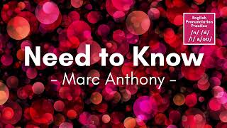 Need to Know by Marc Anthony (Lyrics)