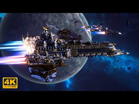 Imperial Navy vs Necrons - Skalgrim Mod - 4K Quality - Battlefleet Gothic Armada 2