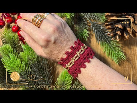 Crochet bracelet for the New Year - two-color chain-like pattern