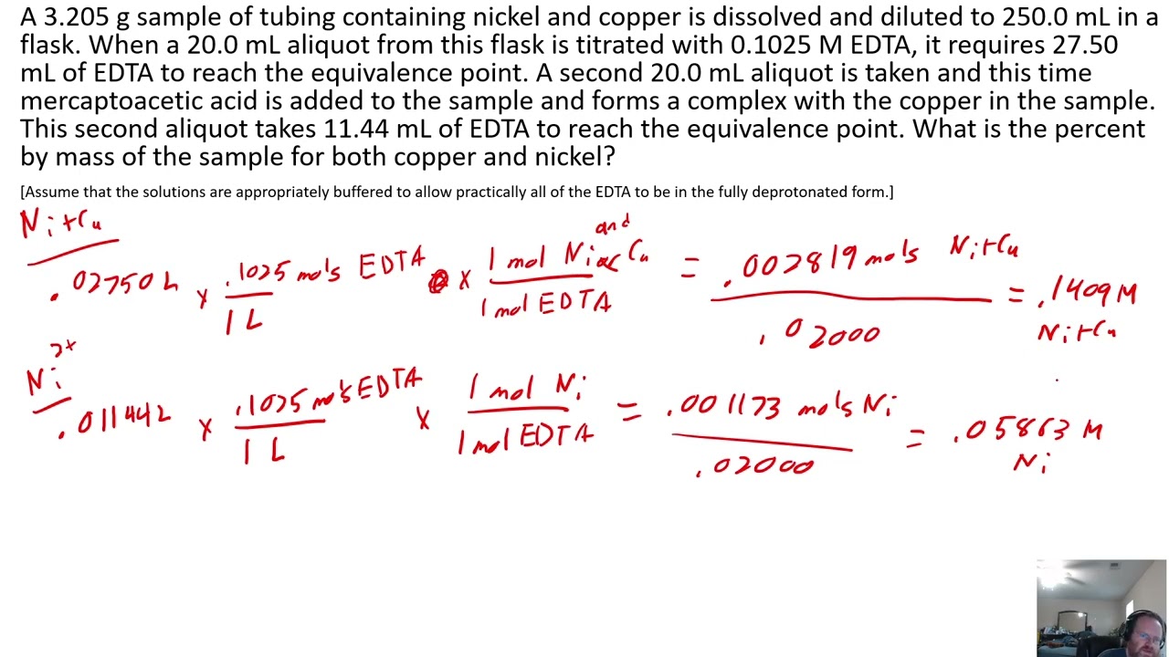 EDTA endpoint titration example problem for analytical chemistry