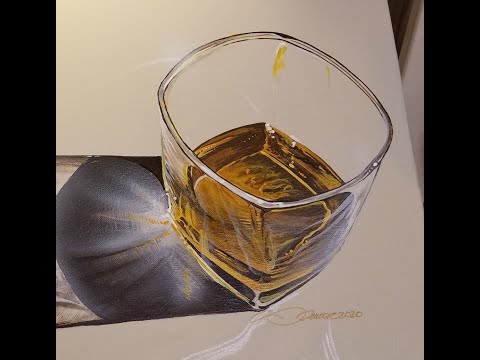 How to paint glass and shadow.  Scotch glass.