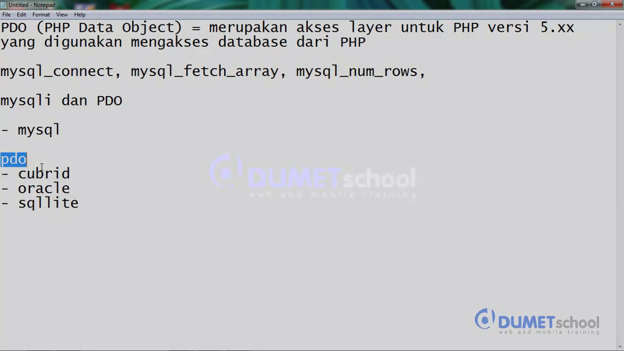 Mempelajari dan Penjelasan Penggunaan PHP Data Object (PDO)