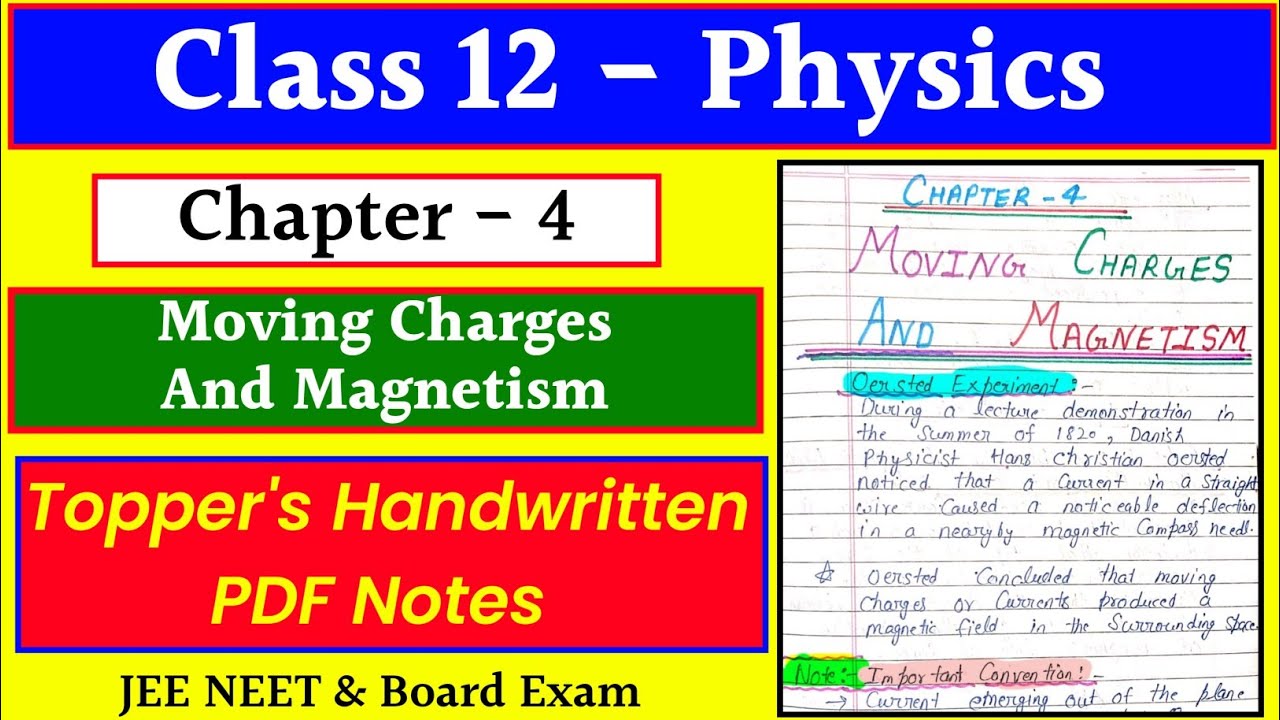 Chapter 4 MOVING CHARGES & MAGNETISM || Class 12 Physics || Handwritten PDF Notes || #boardexam #jee