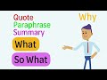 Quoting Paraphrasing And Summarizing