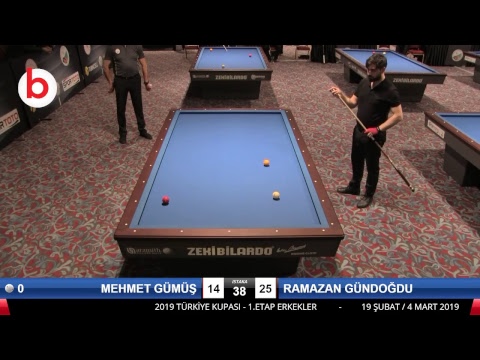 MEHMET GÜMÜŞ & RAMAZAN GÜNDOĞDU Bilardo Maçı - 2019 TÜRKİYE KUPASI 1. ETAP ERKEKLER-3.ÖN ELEME