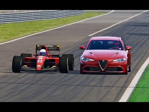 Alfa Romeo Giulia Quadrifoglio vs Ferrari F1 1991 - Monza