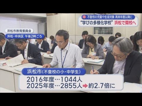 YouTube Video 「学びの多様化学校」の開校に向け有識者会議が始まる　浜松市では１０年間で不登校の小中学生が２．７倍に増加