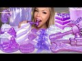 ASMR PURPLE FOOD EDIBLE TOOLS TAPIOCA BUBBLE TEA EDIBLE BABY SHOES TARO CAKE MUKBANG 먹방 HUNNIBEE