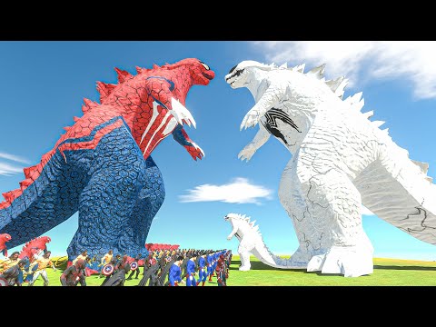 Spider Godzilla revolt battle with Superheroes vs Anti Venom Godzilla