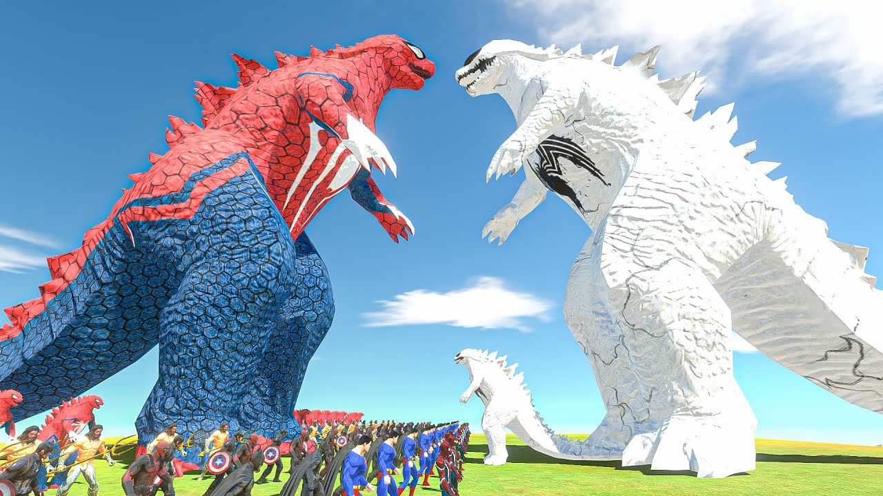 Spider Godzilla revolt battle with Superheroes vs Anti Venom Godzilla