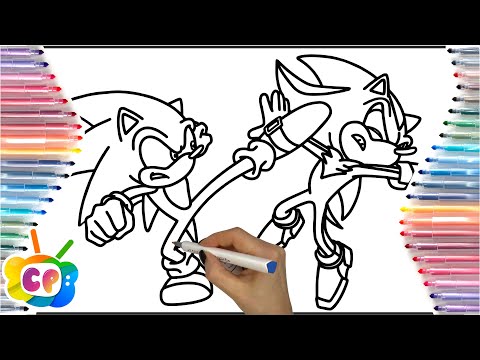 Sonic beats Shadow coloring video / Sonic vs Shadow Coloring Pages / Sonic 3 coloring