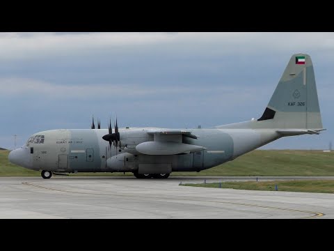 Kuwait Air Force KC-130J 326 Landing at Cambridge Airport
